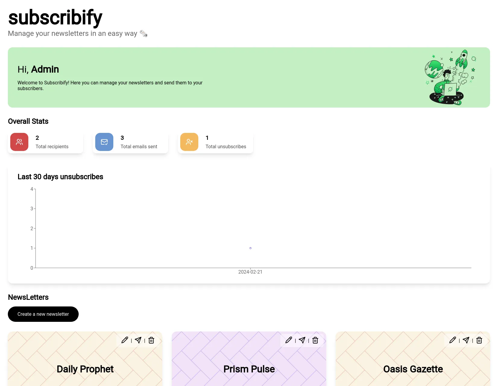 Subscribify page image